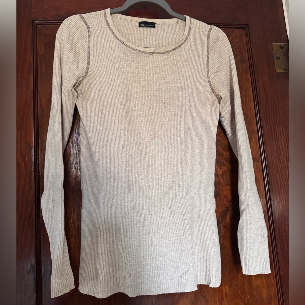 Moda International Beige Long Sleeve Top